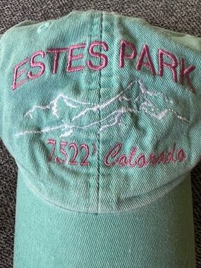 Estes Park Colorado Embroidered Baseball Cap - Mint with Pink & White Stitching